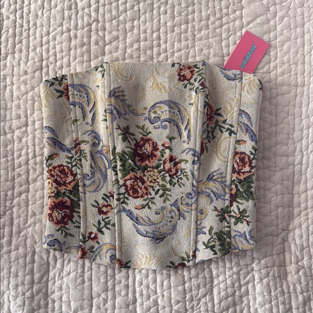Floral Corset Strapless Top NWT
